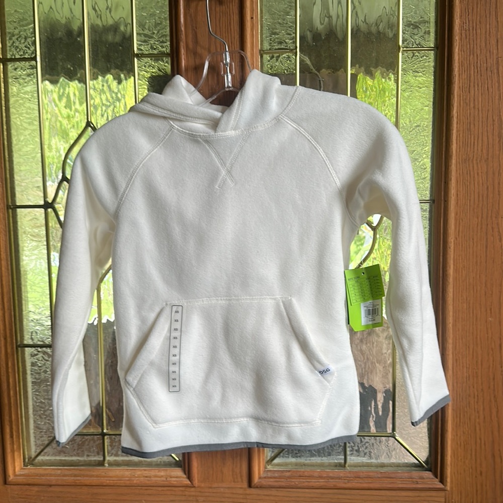 DSG DICK’S SPORTING GOODS BOY’S FLEECE PULLOVER/HOODIE: WHITE/GRAY: NWT: SZ XS